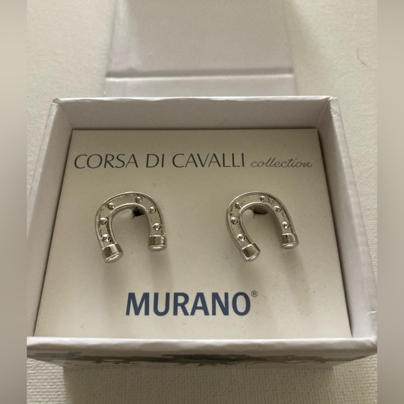 Mens Murano Corsa Di Cavalli Collection Cufflinks Horseshoe - Picture 2 of 7